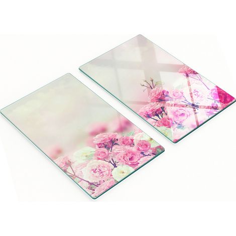 Juego de dos tablas de cocina de cristal con diseño de rosas silvestres, 2x30x52 cm. (1/5)