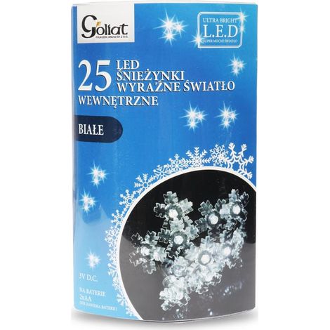 Luci natalizie a LED a forma di fiocco di neve bianco per albero di Natale - 25 pezzi, alimentate a batteria, per uso interno