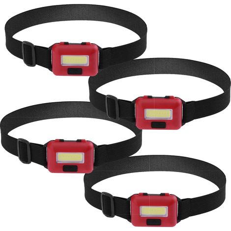 Lot de 4 lampes frontales LED pour adultes et enfants, projecteur COB ultra-lumineux