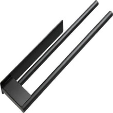Bathroom Towel Rack No Drilling 304 Stainless Steel Double Towel Holder Adhesive Two Arms Wall Mount(Black) (1/5)