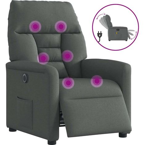 Massagesessel Elektrisch Dunkelgrau Stoff