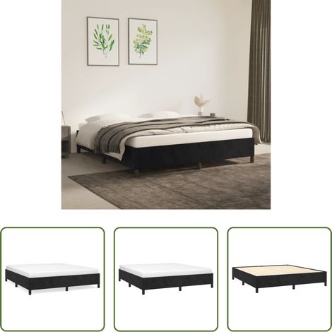Cadre de lit - Cadre de lit sans matelas noir 180x200 cm velours (1/5)