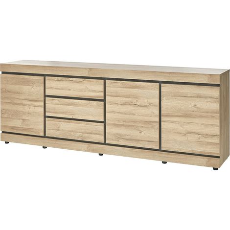 MASSIRE - Buffet 3 Portes 3 Tiroirs Aspect Bois (1/5)
