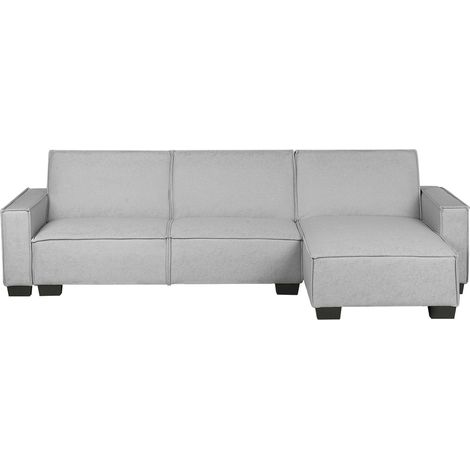 Sofá cama esquinero tapizado en tela gris 3 plazas cama en forma de L izquierda Romedal