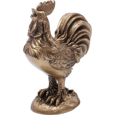 Statue de Coq en Résine Dorée Design Réaliste, Décoration de Bureau Stable et Écologique pour Intérieur et Collection (1/5)