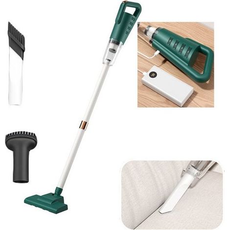 Aspirateur à main, Aspirateur balaisBalai électrique, silencieux, grande puissance d'aspiration, mobile et rechargeable, Vert,KINSI (1/5)
