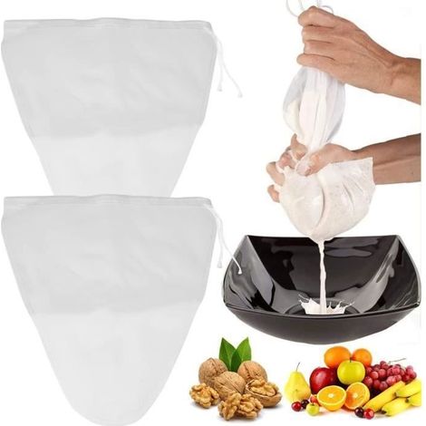 2 Pièces Sac à Lait Végétal, Etamine Alimentaire, 30 X 30 cm Blanc Alimentaire Filtre Passoire en Tissu, Filtre à Lait de Soja