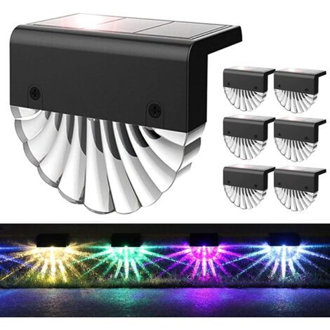 Vtizikl Lumières de pont solaire alimentées à l'extérieur 6 pack RVB Étapes lumières imperméables LED Lumières de clôture Convient aux escaliers d'extérieur Escaliers Étape Bordure de garde-corps et p (1/5)
