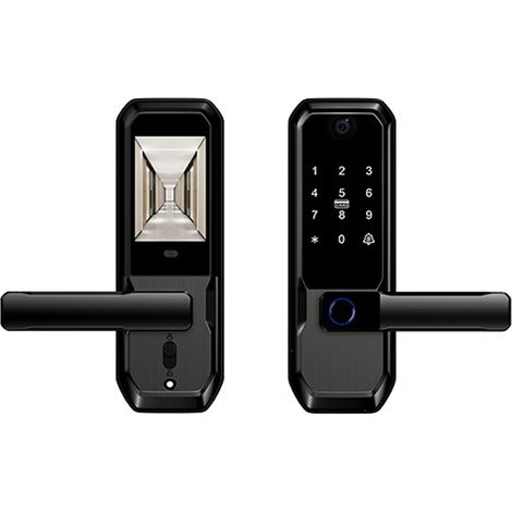 Serrure Connectée avec Caméra et Sonnette – Écran 3,5 Pouces, Déverrouillage par Empreinte/Code/Carte/App WiFi, Batterie 2500 mAh – pour Porte d‘Entrée, Maison et Bureau (1/5)