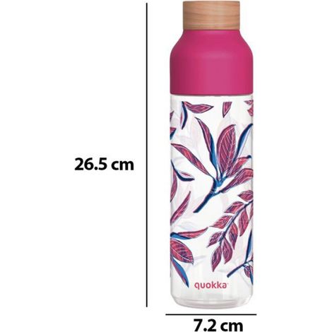 Bouteille d’Eau Ice 840ml avec Bouchon Bois et Motif Feuillage Stylisé Quokka Rose (1/4)
