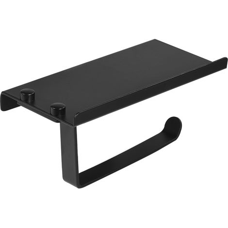 Space Aluminium Toiletten- und Badezimmerpapierhalter, Telefonregal, Wandzubehör, schwarze Farbe (1/5)