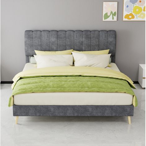 letto matrimoniale 160x200 design imbottito grigio OKMYHOME (1/5)