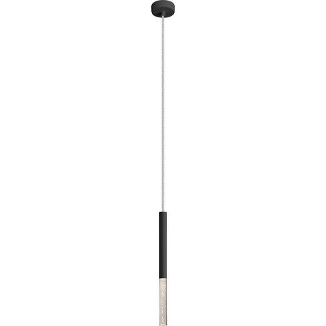 Zuma Line ONE Modern Black Matte Tube Pendant Ceiling Light with Bubble Acrylic Shade, Integrated LED 5W 3300K Warm White, Kitchen/Dining, P0461-01E-P7P7