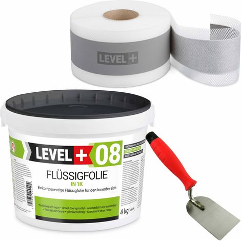 LEVEL+ Dichtset für Duschabdichtung Bad Dichtband Flüssigfolie 4kg SET46 (1/3)