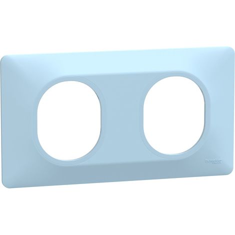 OVALIS PLAQUE DE FINITION 2 POSTES HORIZONTAL ENTRAXE 71MM BLEU AZURIN SCHNEIDER S320704C (1/4)
