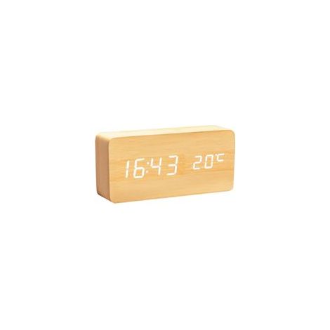 Horloge Numérique en Bois - Réveil à LED Multifonctions avec Affichage De L'heure/De La Date/De La Température (1/5)