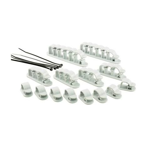 TRU COMPONENTS 1386629 WCM-SET-TT 1386629-FERMACAVI AUTOADESIVO, 19 PEZZI, COLORE: TRASPARENTE