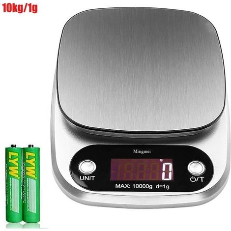 Hochpräzise elektronische Küchenwaage (10 kg/1 g) – LCD-Display – Grau (1/4)