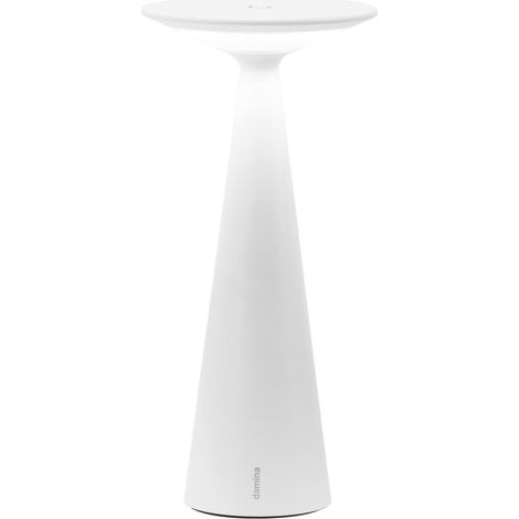Zafferano Damina - Lampada Led Ricaricabile da Tavolo, Touch Dimmer, 8h di Autonomia, IP65 - Senza Fili, Finitura in Alluminio Bianca (1/3)