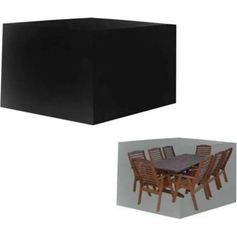 Housse imperméable 210D pour mobilier de jardin, housse de protection imperméable pour mobilier de jardin, housse carrée pour table de jardin, bâche de protection pour table d'extérieur (110 x 110 x 6 (1/3)