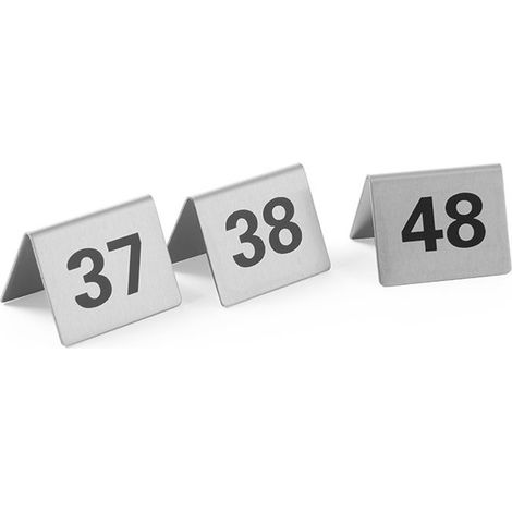 Plaque signalétique numéro de table 37-48, acier inoxydable, lot de 12 - Hendi 663875