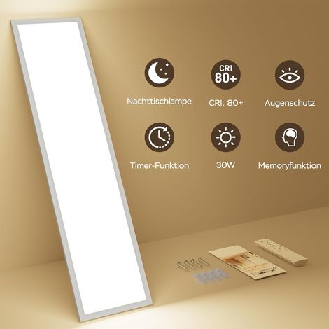 Modlicht LED-Panelleuchte 30W-Weiß,100x25cm,2850LM,3000-6500K,IP44,Fernbedienung,Ultra‑flach Deckenleuchte für Badezimmer Wohnzimmer [Klasse E]