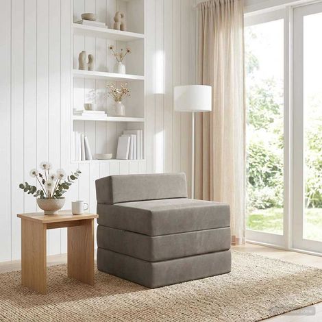 Sofá Cama Plegable Gris Claro 200 x 70 x 15 cm Terciopelo (1/5)