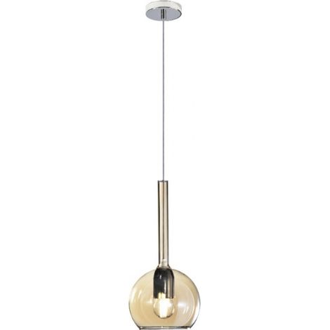 Lampadario moderno top light future 1155cr sp e27 led vetro pirex soffiato sospensione, vetro ambra