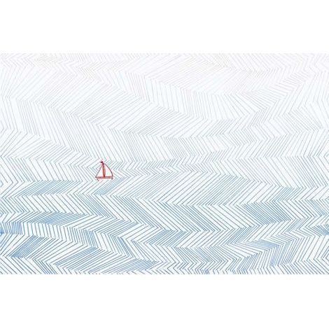 Papier peint panoramique océan bleu & blanc Tapisserie panoramique originale pour bureau Papiers peints panoramique mer pour chambre enfant (1/3)