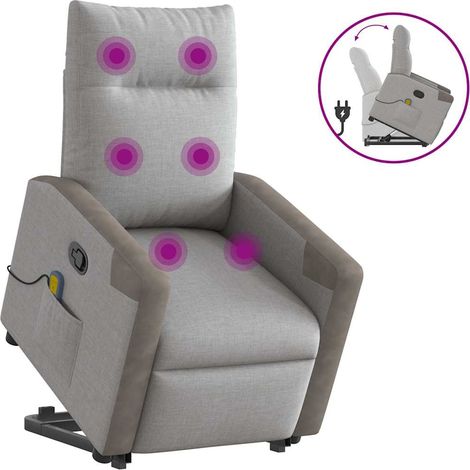 Massagesessel mit Aufstehhilfe Wolkengrau Stoff