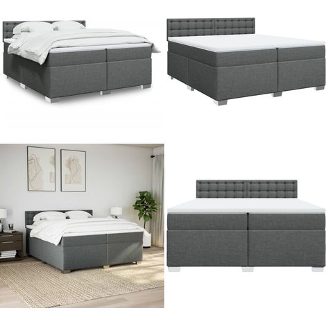 Boxspringbett mit Matratze Dunkelgrau 200x200 cm Stoff - Boxspringbett - Doppelbett - Bettsystem - Schlafsofa - Polsterbett - Home & Living (1/5)