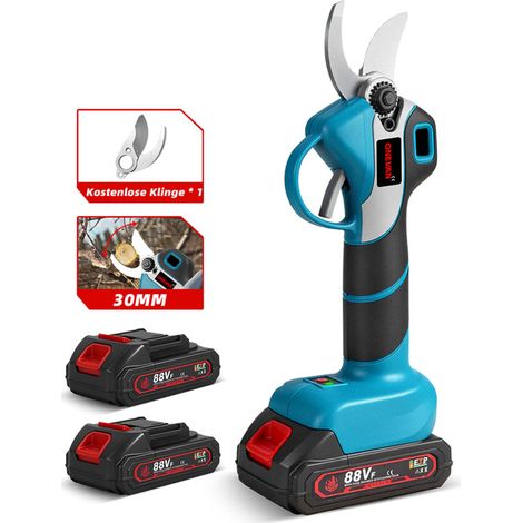 ONEVAN Akku-Gartenschere, 30 mm Professionelle Akku-Gartenschere mit LCD-Display, SK5-Klinge, 2x2000 mAh, Astschere für Gartenarbeit, Weinbau, Obstbäume