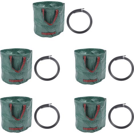 Sacs de jardin réutilisables, 5 pièces, stockage des déchets de feuilles de pelouse, conteneurs poubelles durables pour coupe de plantes de jardinage, 60L(16 Gallons) (1/5)