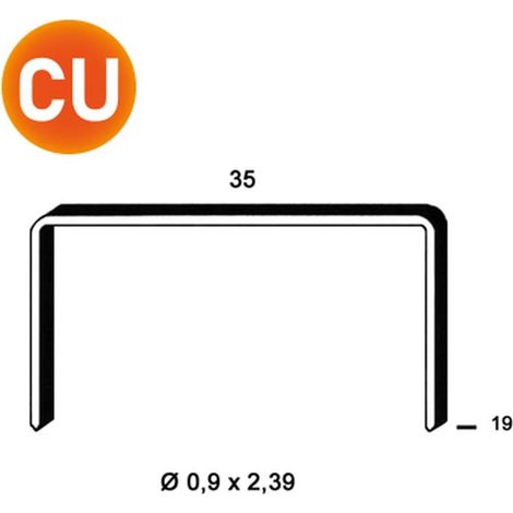 10 000 Agrafes Cuivrées B-19 - 35x19x0.9x2.39 mm - D-Work