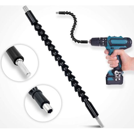Arbre flexible-Flexible perceuse visseuse electrique et tournevis-Aimanté 360° rallonge à cardan 295mm avec embout mandrin pour renvoi angle à 90° plus (1/5)