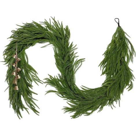 Guirlande En Cèdre Artificiel - 3 3 Ft Avec Clochettes Et 6 Ft Réaliste - Pour Décoration De Noël Intérieure Et Extérieure - Guirlande Pour Cheminée Table Mur Et Escalier - 1 Pièce (1/5)