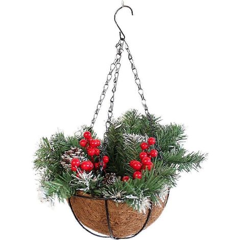 Films de Noël, couronne de Noël suspendue verte, décorations de Noël, couronne de Noël artificielle, panier de Noël suspendu (1/5)