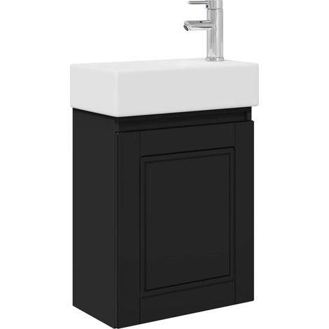 vidaXL Bathroom Vanity Unit with Tap Black 45.5 x 22.5 x 84 cm (1/4)