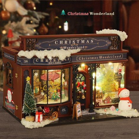 Ornement de modèle de paysage fait à la main, bricolage Weihnachtswunderland Holz (1/5)
