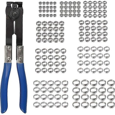 180 colliers de serrage à une oreille en acier inoxydable 5,8-21 mm avec pince à sertir (1/5)