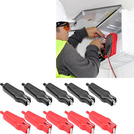 20-A-Krokodilklemme, rot-schwarze Metallklemme, 25,060 mm, Druckfederhülse, Isolationsprüfklemme für Batteriestromversorgung (1/5)