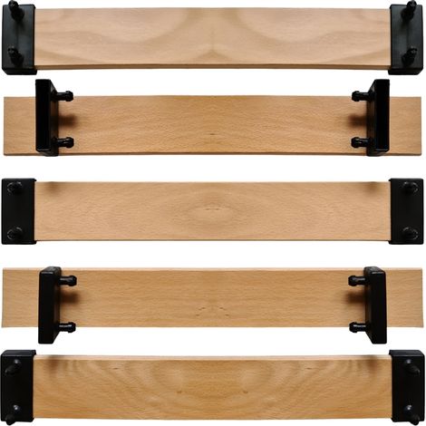Scm Créations – Lot de 5 lattes 56 cm largeur 53 mm – Épaisseur 8 mm – 10 embouts clipser – Compatible clic-clac et BZ – Hêtre vernis pour confort optimal (1/5)