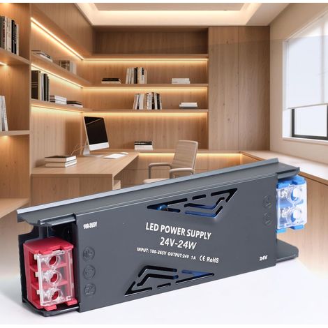 LED Transformateur 220V 24V 24W 1A, Alimentation LED Driver 24V 24W Ultra Fin LEDs Transfo Alimentation à Découpage Convertisseur De Tension AC à DC Transfo Pour Ruban LEDs Intérieur (1/5)