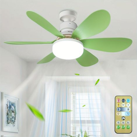 Ventilateur de plafond avec luminaire E27 40W 20,5 pouces, gradation sans paliers et télécommande, 3 vitesses de vent, pour chambre, salon, bureau, cuisine et WC, sans câblage - Lot de 1 (1/3)