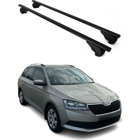 OMAC Barres de toit pour Skoda Fabia III Break 2014-2021 – TÜV / DIN 75302:2019 – Antivol inclus – Charge max 75 kg – 2 barres Noir (1/4)