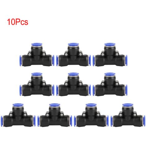 10 raccords en T pneumatiques à 3 voies, diamètre extérieur 12 mm, raccords rapides à pression pour tuyau d'air (1/5)