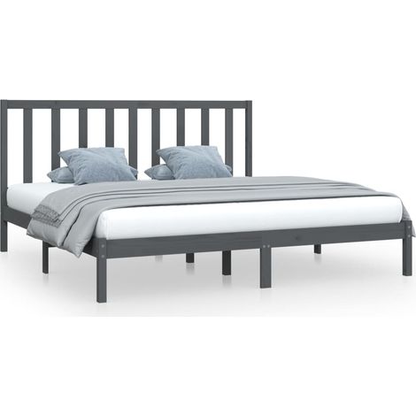 Maison Exclusive - Massivholzbett Grau Kiefer 200x200 cm