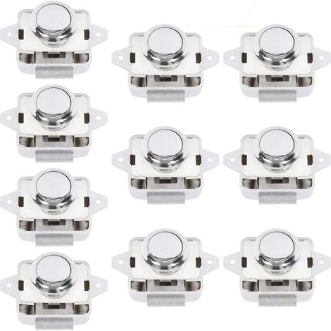 Bouton-poussoir de porte de camping-car - Bouton de verrouillage d'armoire de caravane, lot de 10, argent (1/5)