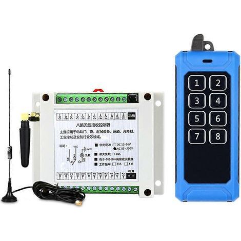 Drahtloser Schalter 5V-260V 8-Kanal-Relaisempfängermodul + 8-Tasten-Funkfernbedienung - 315 MHz (1/5)