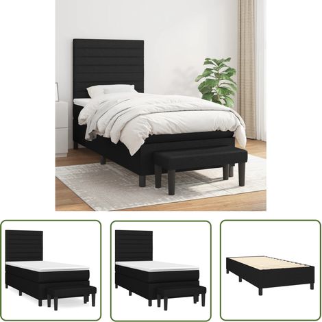 The Living Store Boxspringbett mit Matratze Schwarz 80x200 cm Stoff - Boxspringbett - Doppelbett - Bett Mit Matratze - Schlafsofa - Bettsystem (1/5)